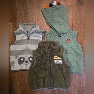 DKNY Kids' Vest Trio - Gray, Olive, Green